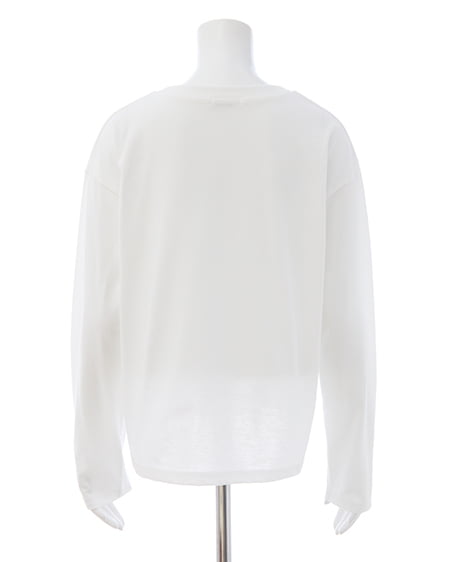 INGNI（イング） ニュースペーパープリントロングTシャツ ｵﾌﾎﾜｲﾄ