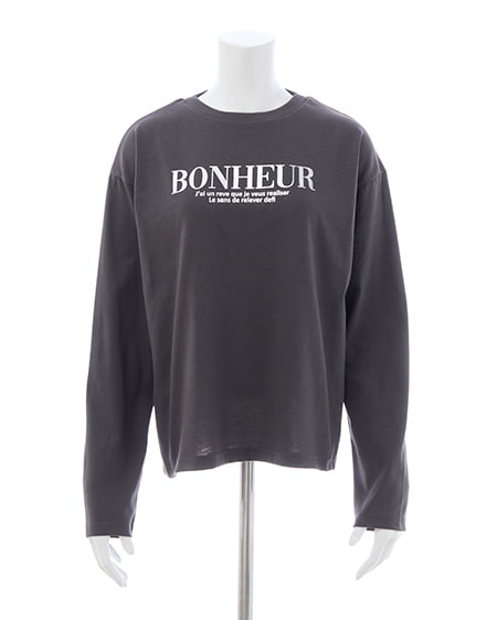 INGNI（イング） 箔プリントロゴロングTシャツ ﾁｬｺｰﾙｸﾞﾚｰ/ｼﾙﾊﾞｰ
