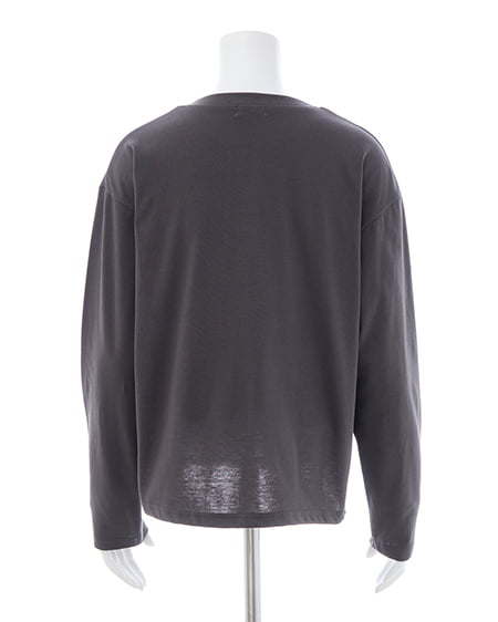 INGNI（イング） 箔プリントロゴロングTシャツ ﾁｬｺｰﾙｸﾞﾚｰ/ｼﾙﾊﾞｰ