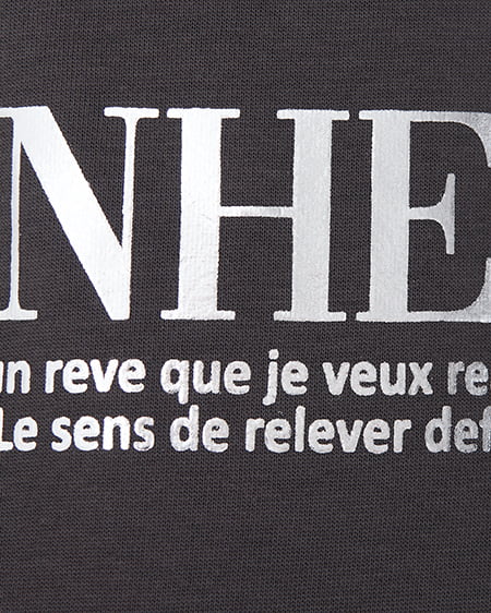 INGNI（イング） 箔プリントロゴロングTシャツ ﾁｬｺｰﾙｸﾞﾚｰ/ｼﾙﾊﾞｰ