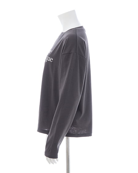 INGNI（イング） シンプルロゴロングTシャツ ﾁｬｺｰﾙｸﾞﾚｰ/ｵﾌﾎﾜｲﾄ