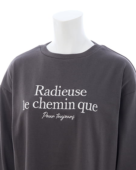 INGNI（イング） シンプルロゴロングTシャツ ﾁｬｺｰﾙｸﾞﾚｰ/ｵﾌﾎﾜｲﾄ