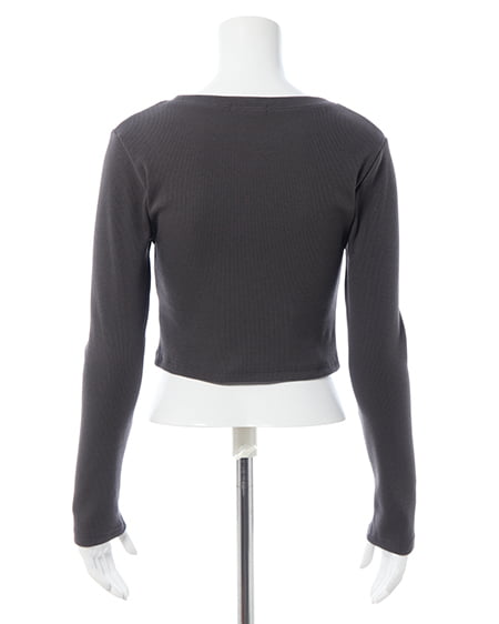 INGNI（イング） 貼付ロゴリブロングTシャツ ｽﾐｸﾛ