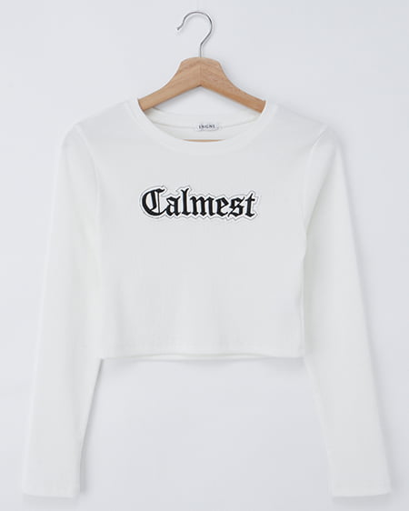 貼付ロゴリブロングTシャツ