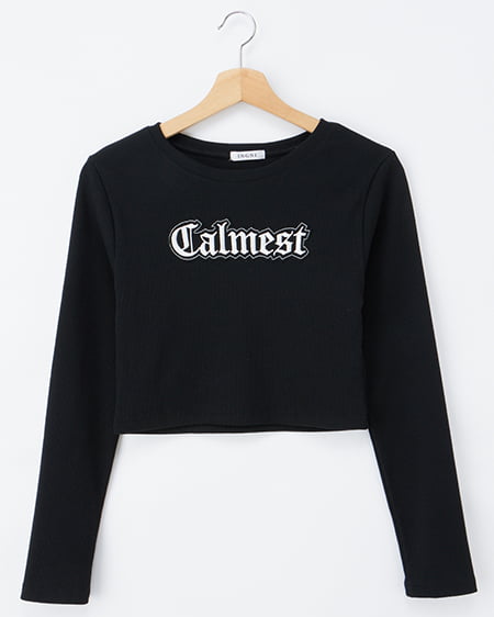 貼付ロゴリブロングTシャツ