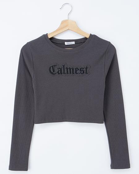 貼付ロゴリブロングTシャツ