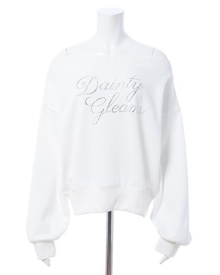 INGNI（イング） ラインストーンロゴオフショルスウェットトップス ｵﾌﾎﾜｲﾄ