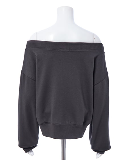 INGNI（イング） ラインストーンロゴオフショルスウェットトップス ﾁｬｺｰﾙｸﾞﾚｰ