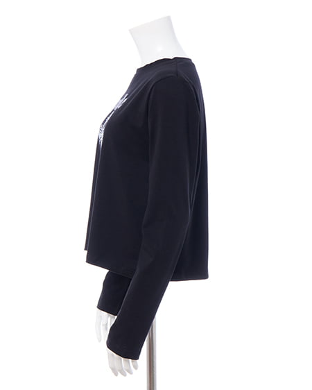 INGNI（イング） ラインストーンクロスロングTシャツ ｸﾛ