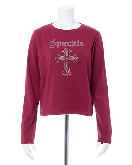 INGNI（イング） ラインストーンクロスロングTシャツ ﾎﾞﾙﾄﾞｰ