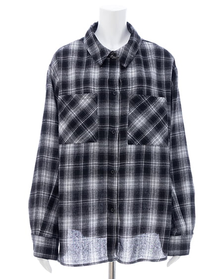 INGNI（イング） 2Wayオフショルチェック柄シャツ ｸﾛ/ﾁｪｯｸ