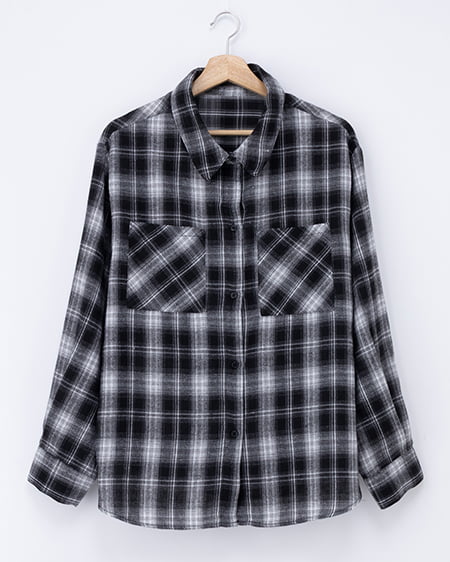 2Wayオフショルチェック柄シャツ