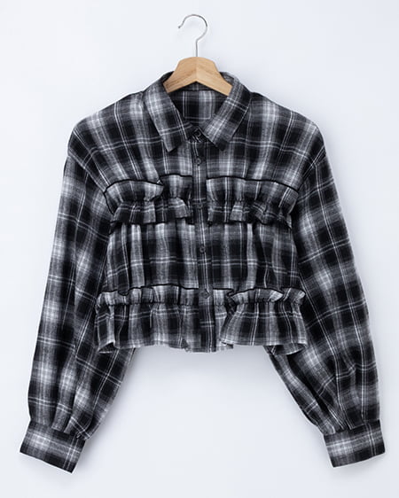 フリルチェック柄ショートシャツ