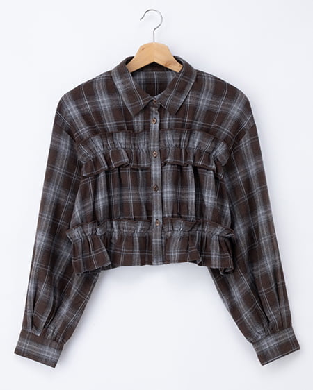 フリルチェック柄ショートシャツ