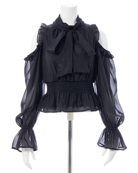 INGNI(イング) 2Wayリボン肩あきブラウス クロ