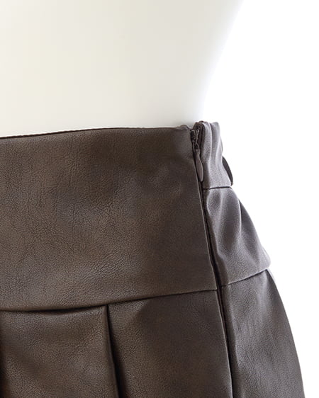 INGNI(イング) フェイクレザープリーツスカパン ブラウン