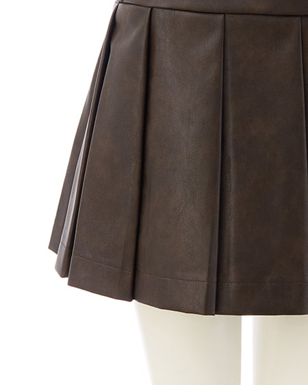 INGNI(イング) フェイクレザープリーツスカパン ブラウン