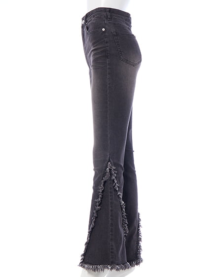 INGNI（イング） フリンジフレアデニムパンツ ｸﾞﾚｰ