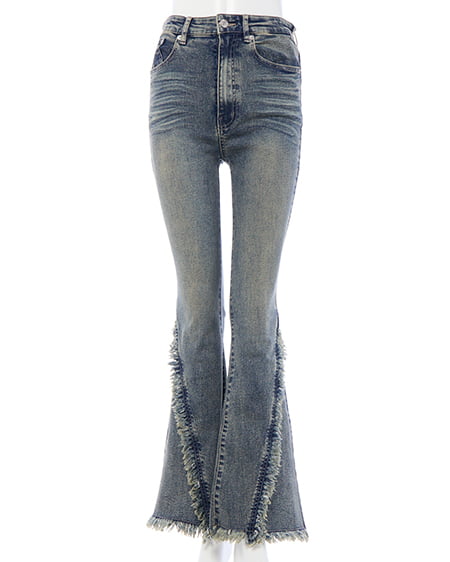 INGNI（イング） フリンジフレアデニムパンツ ﾃﾞﾆﾑ/ﾌﾞﾙｰ