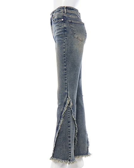 INGNI（イング） フリンジフレアデニムパンツ ﾃﾞﾆﾑ/ﾌﾞﾙｰ