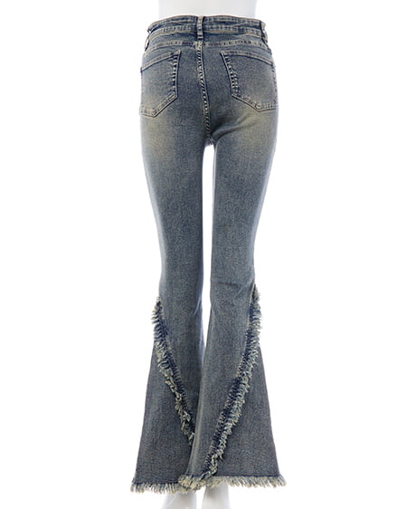 INGNI（イング） フリンジフレアデニムパンツ ﾃﾞﾆﾑ/ﾌﾞﾙｰ