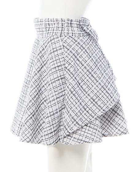 INGNI（イング） バックリボンツイードフレアスカパン ｵﾌ/ﾂｲｰﾄﾞ