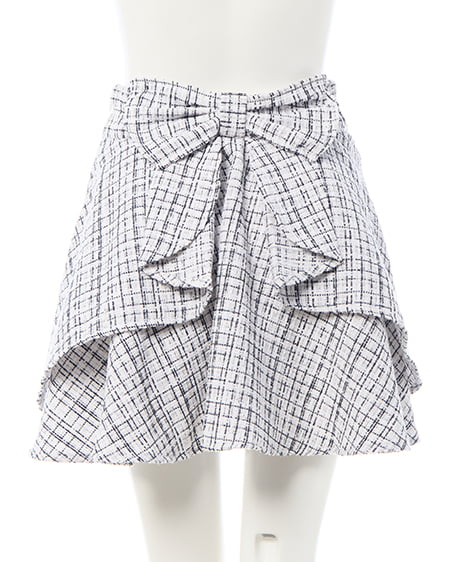 INGNI（イング） バックリボンツイードフレアスカパン ｵﾌ/ﾂｲｰﾄﾞ