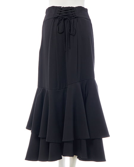 INGNI(イング) バックレースアップアシメティアードスカート クロ