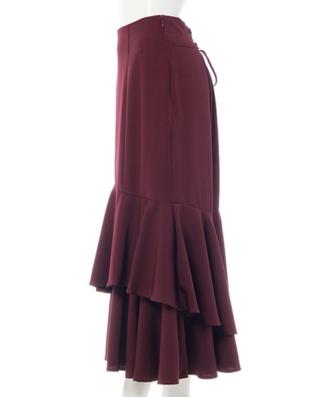 INGNI(イング) バックレースアップアシメティアードスカート ボルドー