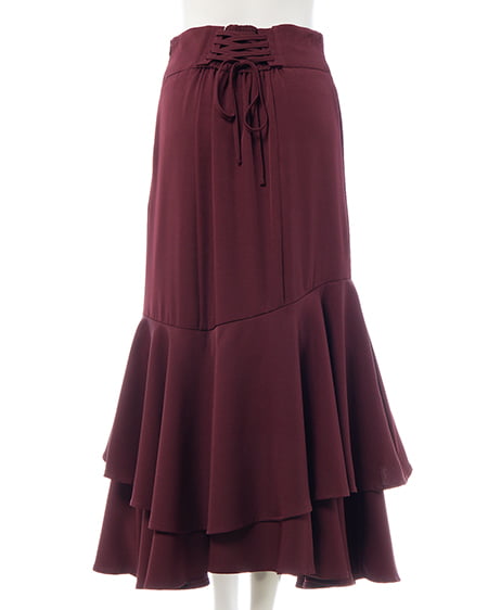 INGNI(イング) バックレースアップアシメティアードスカート ボルドー