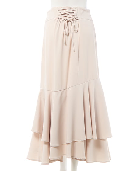 INGNI（イング） バックレースアップアシメティアードスカート ﾗｲﾄﾍﾞｰｼﾞｭ