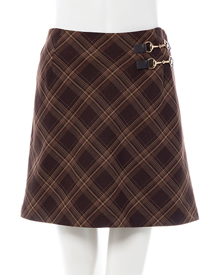 INGNI（イング） ビット付チェック柄タイトミニスカパン ﾌﾞﾗｳﾝ/ﾁｪｯｸ