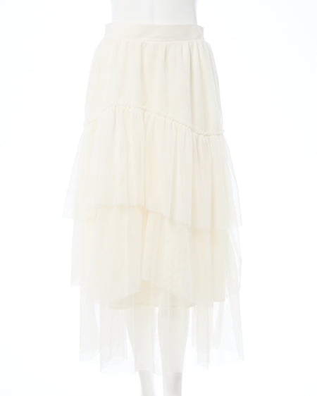 INGNI（イング） ランダムティアードチュールスカート ｵﾌﾎﾜｲﾄ