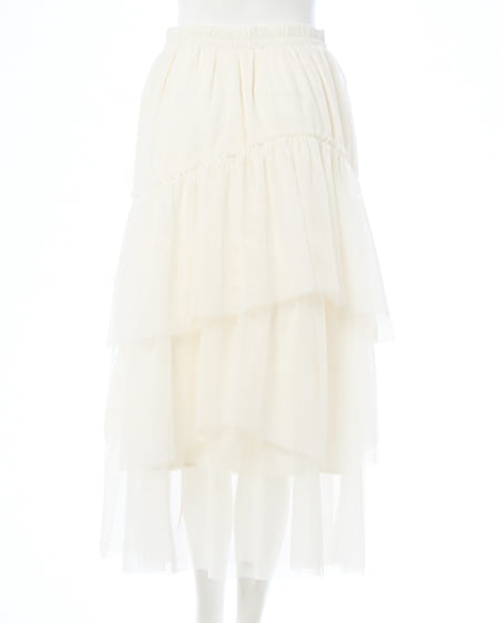 INGNI（イング） ランダムティアードチュールスカート ｵﾌﾎﾜｲﾄ