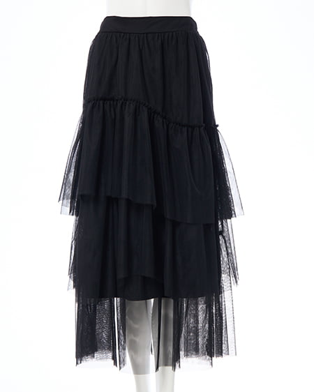 INGNI（イング） ランダムティアードチュールスカート ｸﾛ