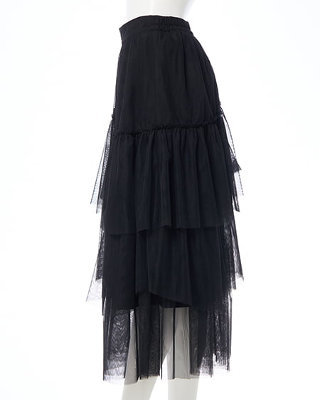 INGNI（イング） ランダムティアードチュールスカート ｸﾛ