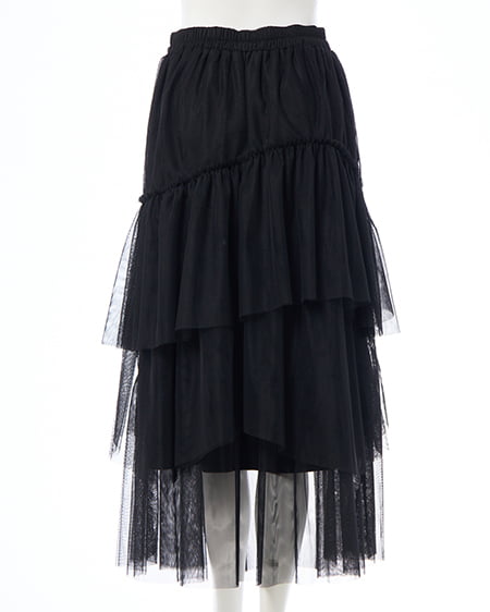 INGNI（イング） ランダムティアードチュールスカート ｸﾛ