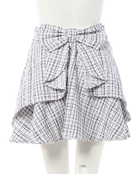 INGNI（イング） バックリボンツイードフレアスカパン ｵﾌ/ﾂｲｰﾄﾞ