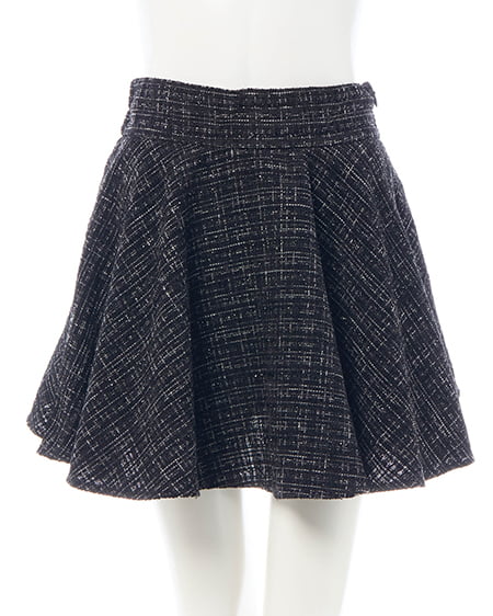 INGNI（イング） バックリボンツイードフレアスカパン ｸﾛ/ﾂｲｰﾄﾞ