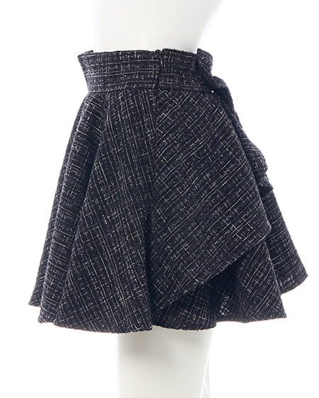 INGNI（イング） バックリボンツイードフレアスカパン ｸﾛ/ﾂｲｰﾄﾞ