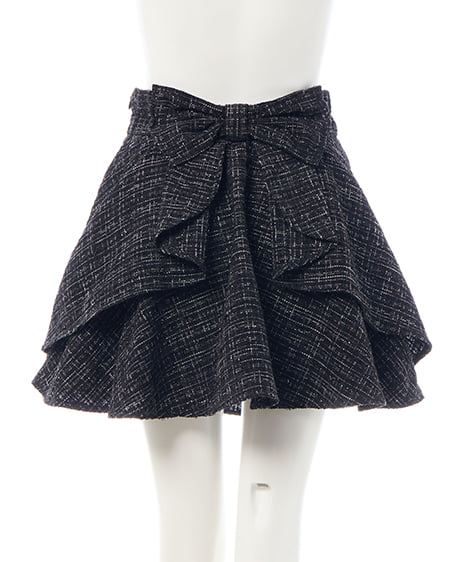 INGNI（イング） バックリボンツイードフレアスカパン ｸﾛ/ﾂｲｰﾄﾞ