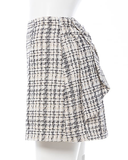 INGNI(イング) バックリボンツイードタイトミニスカパン オフ/ツイード