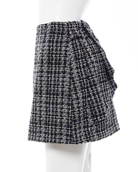 INGNI（イング） バックリボンツイードタイトミニスカパン ｸﾛ/ﾂｲｰﾄﾞ