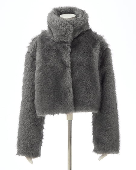 INGNI（イング） マグネットボタンスタンドカラーエコファーコート ｸﾞﾚｰ/ﾐｯｸｽA