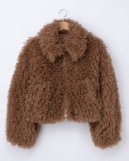 ステンカラープードルエコファーブルゾン