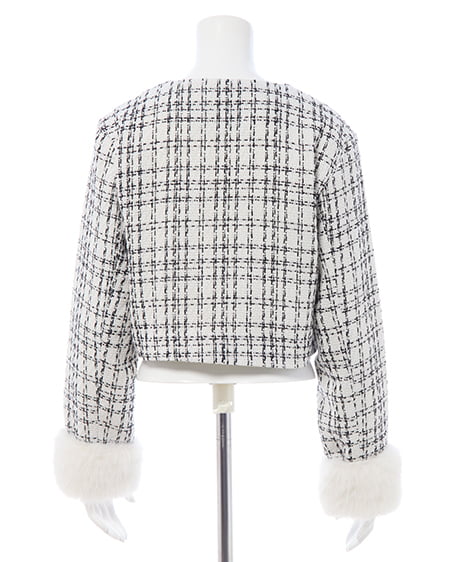 INGNI（イング） 袖口エコファーツイードジャケット(セットアップ対応) ｵﾌｸﾛ/ﾂｲｰﾄﾞ