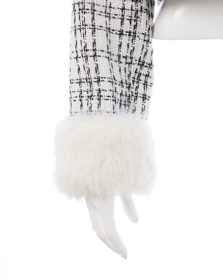 INGNI（イング） 袖口エコファーツイードジャケット(セットアップ対応) ｵﾌｸﾛ/ﾂｲｰﾄﾞ