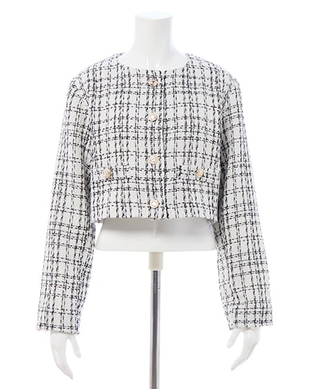 INGNI（イング） 袖口エコファーツイードジャケット(セットアップ対応) ｵﾌｸﾛ/ﾂｲｰﾄﾞ