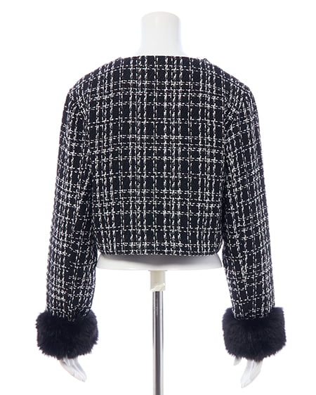 INGNI（イング） 袖口エコファーツイードジャケット(セットアップ対応) ｸﾛｵﾌ/ﾂｲｰﾄﾞ