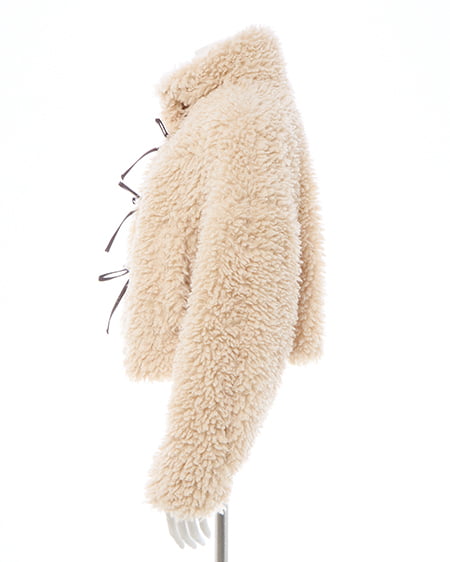 INGNI(イング) リボン付スタンドボアブルゾン ベージュ